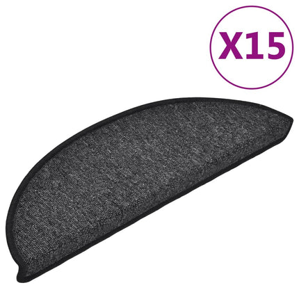 Trappmattor 15 st 56x17x3 cm antracit halvrunda