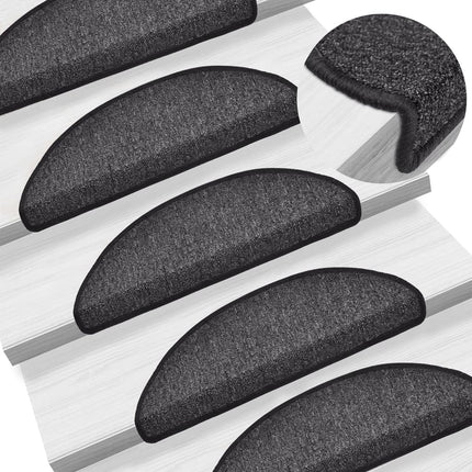 Trappmattor 15 st 56x17x3 cm antracit halvrunda