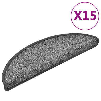 Trappmattor 15 st 56x17x3 cm mörkgrå halvrunda