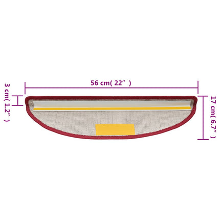 Trappmattor 15 st 56x17x3 cm röd halvrunda