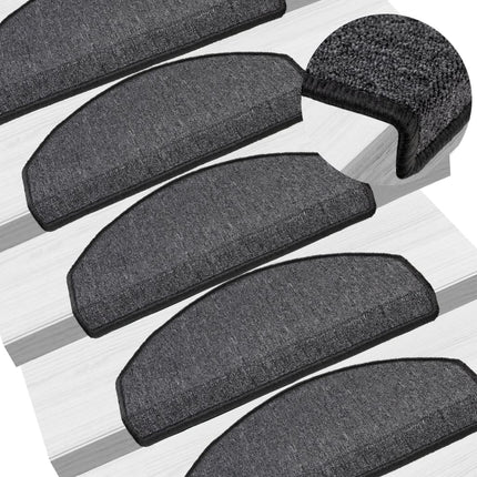 Trappmattor 15 st 65x24x4 cm antracit halvrunda stora