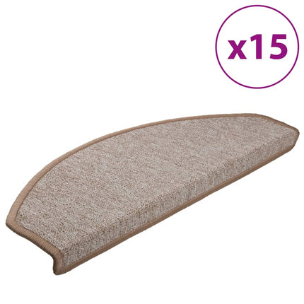 Trappmattor 15 st 65x24x4 cm ljusbruna halvrunda stora