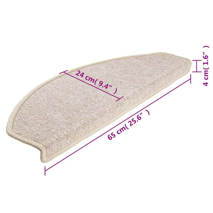 Trappmattor 15 st 65x24x4 cm Taupe halvrunda stora