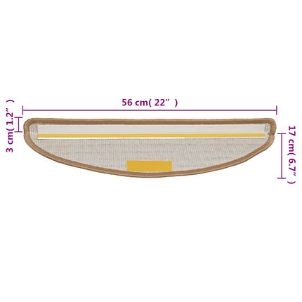 Trappmattor 15 st 56x17x3 cm beige halvrunda