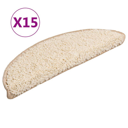 Trappmattor 15 st 56x17x3 cm krämfärgade halvrunda