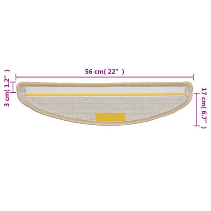 Trappmattor 15 st 56x17x3 cm krämfärgade halvrunda