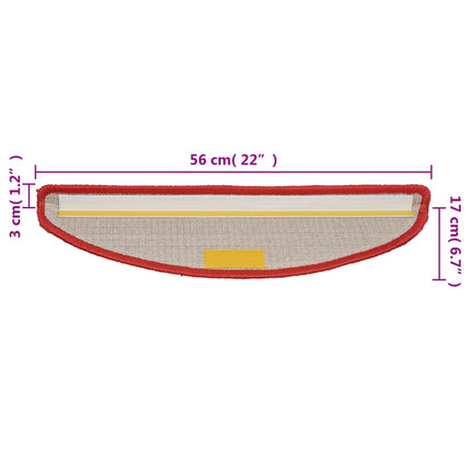Trappmattor 15 st 56x17x3 cm röda halvrunda