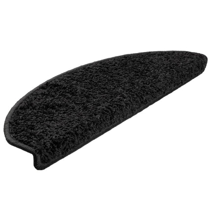 Trappmattor 15 st 65x21x4 cm svarta halvrunda stora