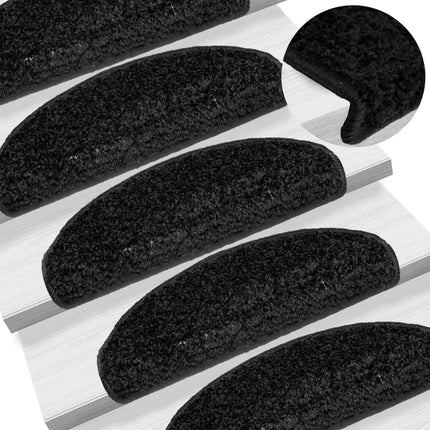 Trappmattor 15 st 65x21x4 cm svarta halvrunda stora