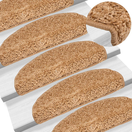Trappmattor 15 st 65x21x4 cm beige halvrunda stora
