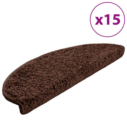 Trappmattor 15 st 65x21x4 cm bruna halvrunda stora
