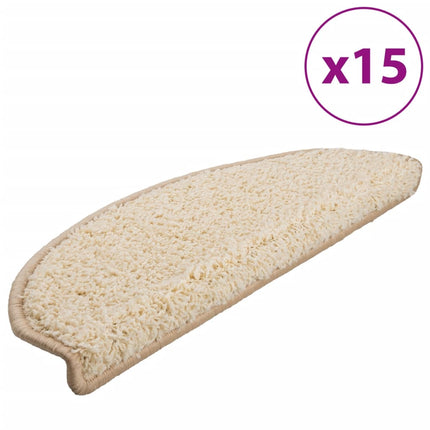 Trappmattor 15 st 65x21x4 cm krämfärgade halvrunda stora