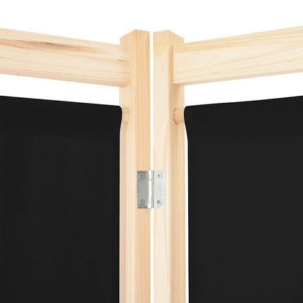 Rumsavdelare 3 paneler 120x170x4 cm svart tyg
