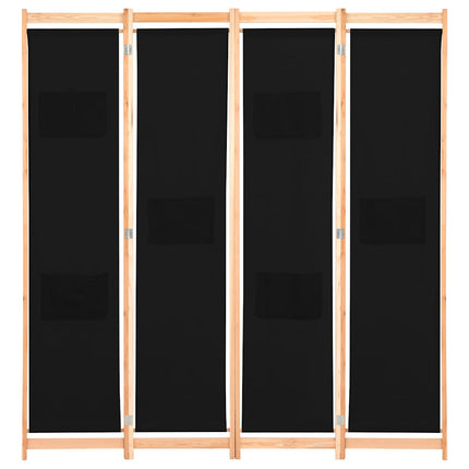 Rumsavdelare 4 paneler 160x170x4 cm svart tyg