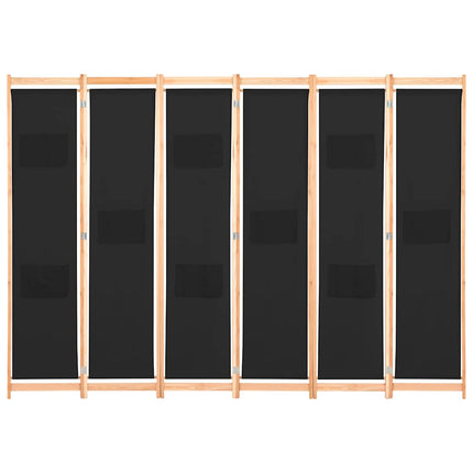 Rumsavdelare 6 paneler 240x170x4 cm svart tyg
