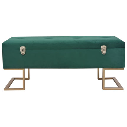 Bänk med förvaringsutrymme 105 cm grön sammet