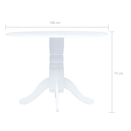 Matbord vit 106 cm massivt gummiträ