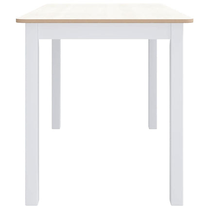 Matbord vit och brun 114x71x75 cm massivt gummiträ