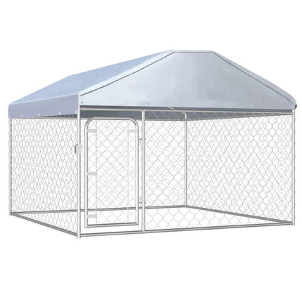 Hundgård med tak för utomhusbruk 200x200x135 cm
