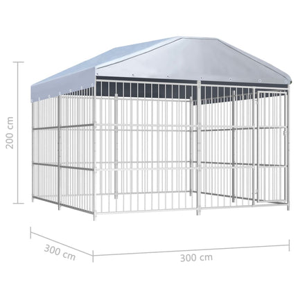 Hundgård för utomhusbruk med tak 300x300x200 cm