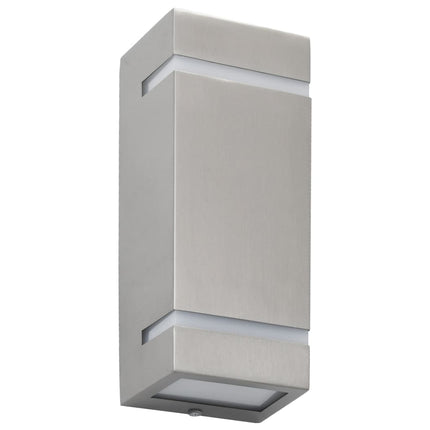 Utomhusvägglampa 2 st 35 W silver rektangulär