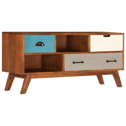 TV-bänk med 3 lådor 110x35x50 cm massivt återvunnet akaciaträ