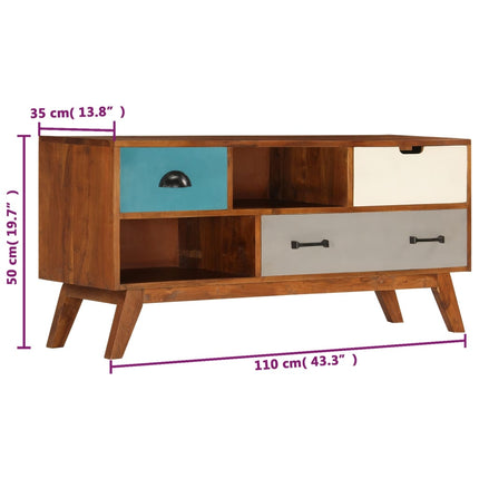 TV-bänk med 3 lådor 110x35x50 cm massivt återvunnet akaciaträ