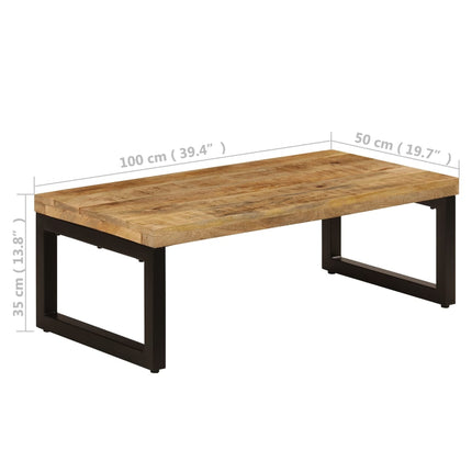Soffbord 100x50x35 cm massivt mangoträ och stål
