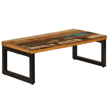 Soffbord 100x50x35 cm massivt återvunnet trä och stål