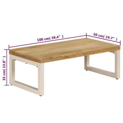 Soffbord 100x50x35 cm massivt mangoträ och stål