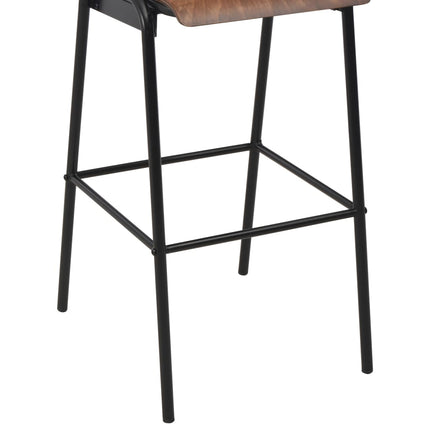 Barstolar 2 st massiv plywood stål brun