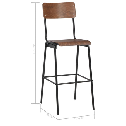 Barstolar 2 st massiv plywood stål brun