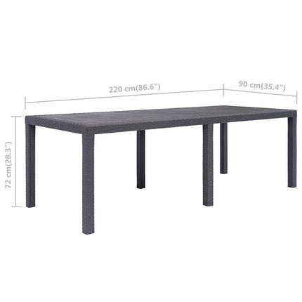 Trädgårdsbord 220x90x72 cm konstrotting brun