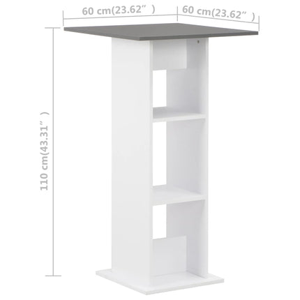Barbord vit och antracit 60x60x110 cm