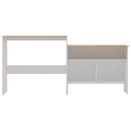 Barbord med 2 bordsskivor vit och ek 130x40x120 cm