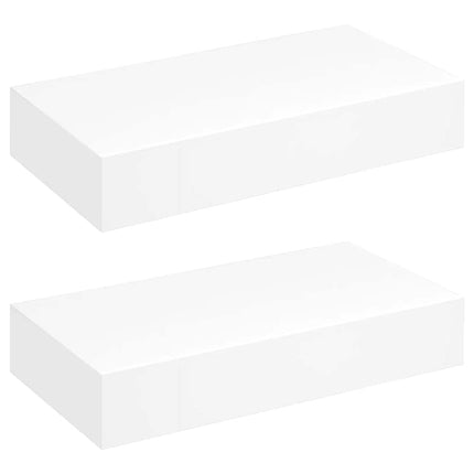 Svävande vägghyllor med lådor 2 st 48 cm vit
