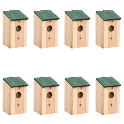 Fågelholkar 8 st trä 12x12x22 cm