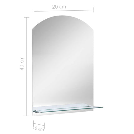 Väggspegel med hylla 20x40 cm härdat glas