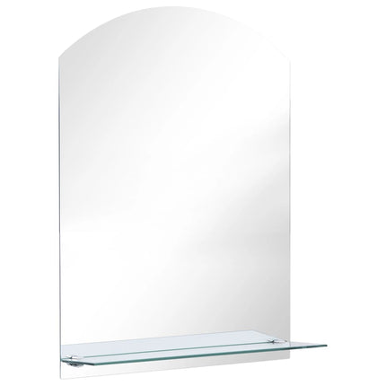 Väggspegel med hylla 50x70 cm härdat glas