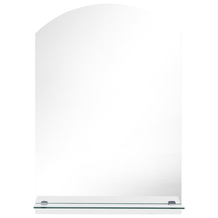 Väggspegel med hylla 50x70 cm härdat glas