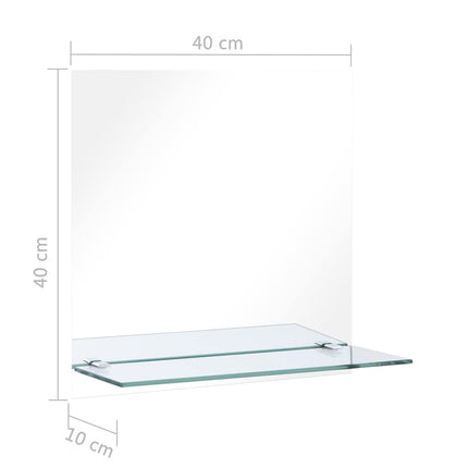 Väggspegel med hylla 40x40 cm härdat glas
