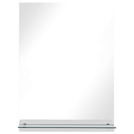 Väggspegel med hylla 50x70 cm härdat glas