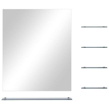 Väggspegel med 5 hyllor silver 50x60 cm