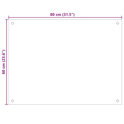 Stänkskydd transparent 80x60 cm härdat glas