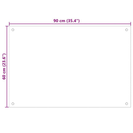 Stänkskydd transparent 90x60 cm härdat glas