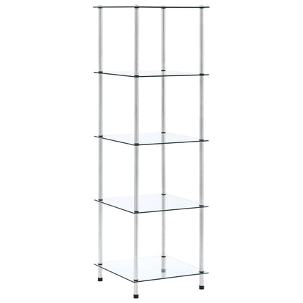 Hylla 5 hyllplan transparent 40x40x130 cm härdat glas