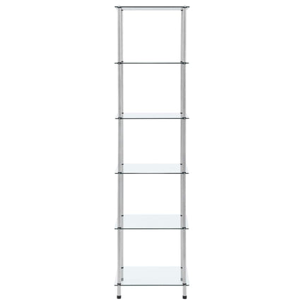 Hylla 6 hyllplan transparent 40x40x160 cm härdat glas