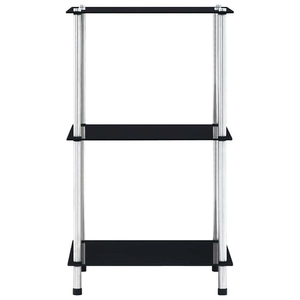 Hylla 3 hyllplan svart 40x40x67 cm härdat glas