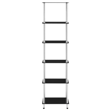 Hylla 6 hyllplan svart 40x40x160 cm härdat glas