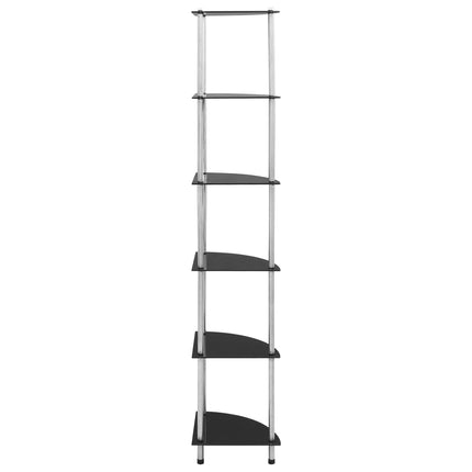 Hylla 6 hyllplan svart 30x30x160 cm härdat glas